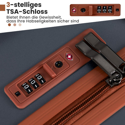 3-teiliges Hartschalenkoffer-Set mit TSA-Schloss, 360°-Rollen