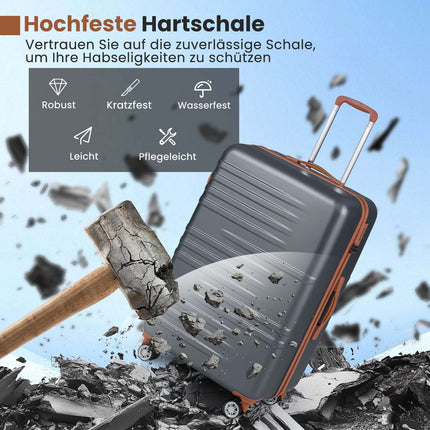 3-teiliges Hartschalenkoffer-Set mit TSA-Schloss, 360°-Rollen