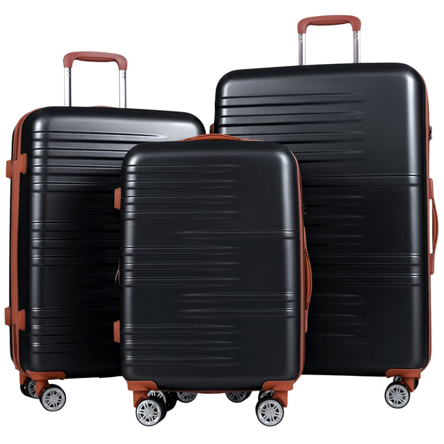 3-teiliges Hartschalenkoffer-Set mit TSA-Schloss, Schwarz