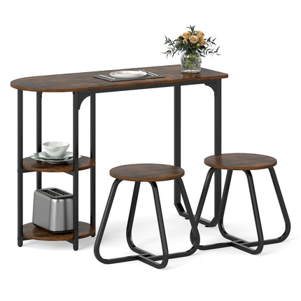 3-teiliges Esszimmerset im Industrial Design mit Ablageflächen