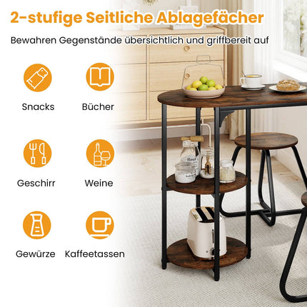 3-teiliges Esszimmerset im Industrial Design mit Ablageflächen