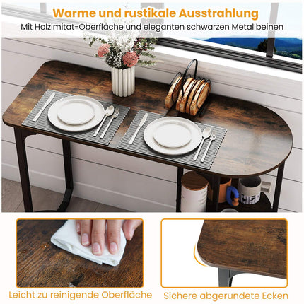3-teiliges Esszimmerset im Industrial Design mit Ablageflächen