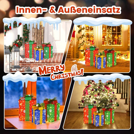 3-Piece LED Christmas Gift Boxes with 52 Warm White Lights