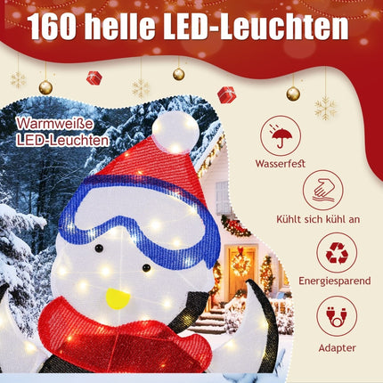 3-Piece LED Penguin Family with 160 Warm White Lights