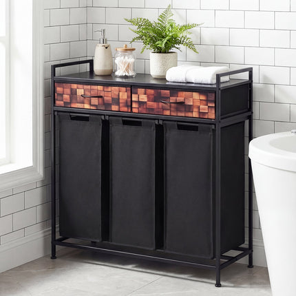 3-Piece Laundry Hamper with Removable Baskets, Metal Frame
