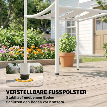 3-teiliges Garten-Bistroset aus Metall mit Glastisch, Weiß