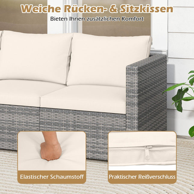 3-teiliges modulares Terrassensofa-Set mit Kissen, Weiß