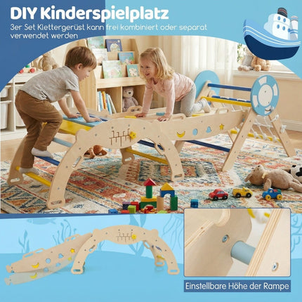 3-teiliges Kletterset „Nautik“ mit Rutsche und Bogen