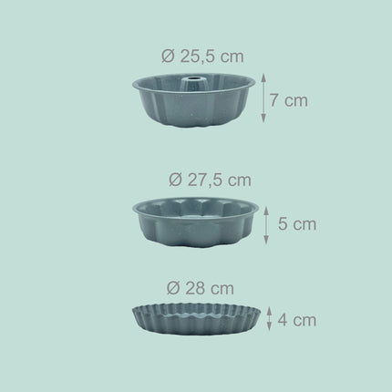 3-teiliges Antihaft-Backform-Set aus Karbonstahl