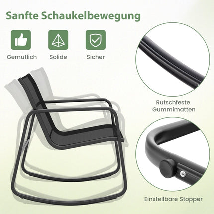 3-teiliges Outdoor Bistro-Set mit Schaukelstühlen & Tisch