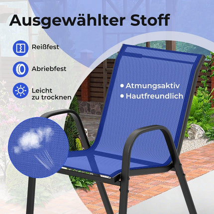 3-Piece Outdoor Bistro Set with Stackable Chairs, Blue