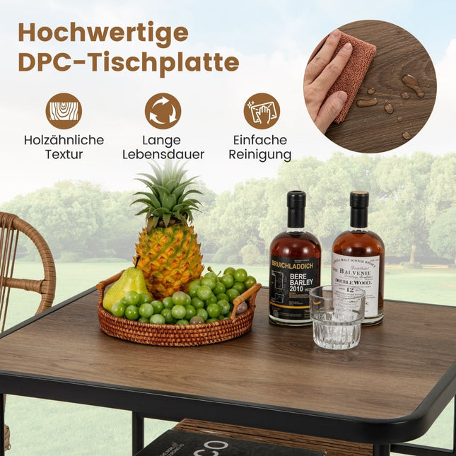 3-teiliges Outdoor-Rattanmöbel-Set mit Tisch