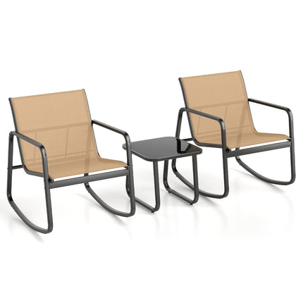 3-teiliges Outdoor-Schaukelmöbel-Set mit Tisch und Stühlen