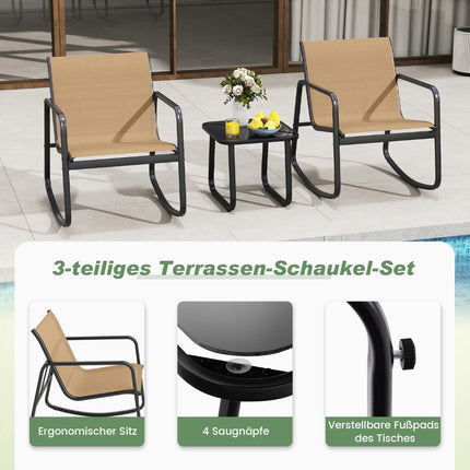 3-teiliges Outdoor-Schaukelmöbel-Set mit Tisch und Stühlen