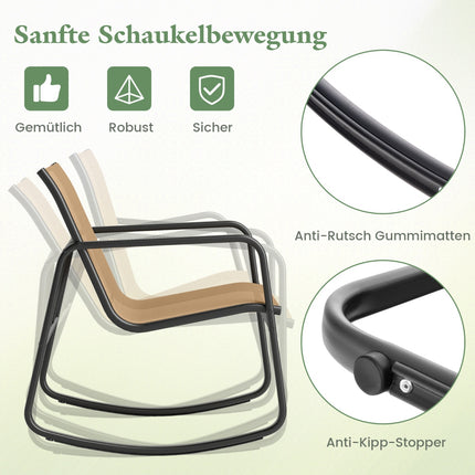 3-teiliges Outdoor-Schaukelmöbel-Set mit Tisch und Stühlen