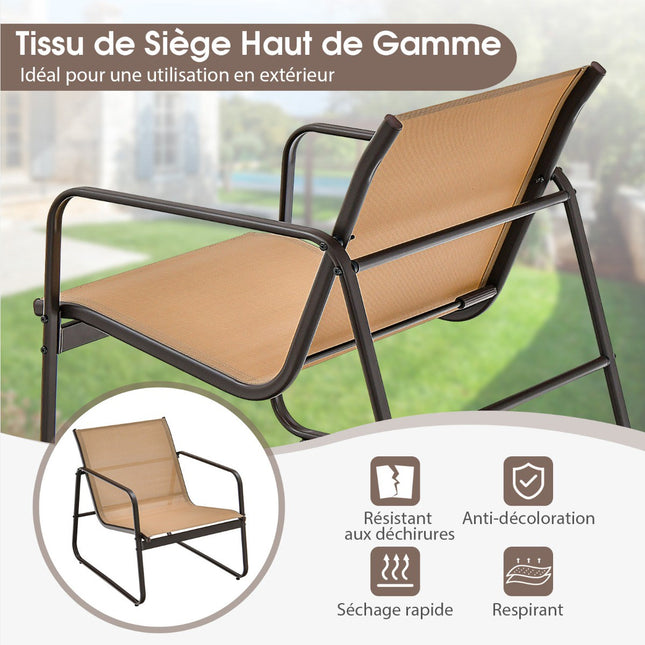 3-teiliges Terrassenmöbel-Set – Textilene, Glastisch
