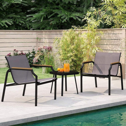 3-teiliges Terrassen-Set mit Stühlen & Tisch – Metallrahmen