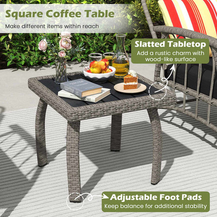 3-Piece Patio Wicker Set, Adjustable Backrest, Gray