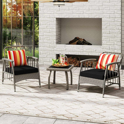 3-Piece Patio Wicker Set, Adjustable Backrest, Gray