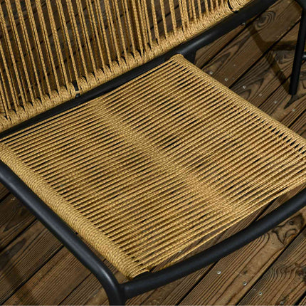 Gartenmöbel-Set aus Rattan: 2 Stühle und Tisch, inklusive Auflagen