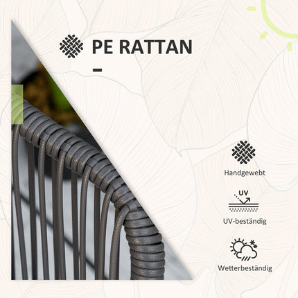 Gartenmöbel aus Rattan – 2 Stühle und Tisch, inklusive Kissen