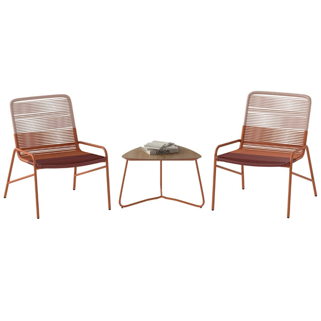 3-teiliges Rattan-Terrassenmöbel-Set mit Stühlen und Tisch