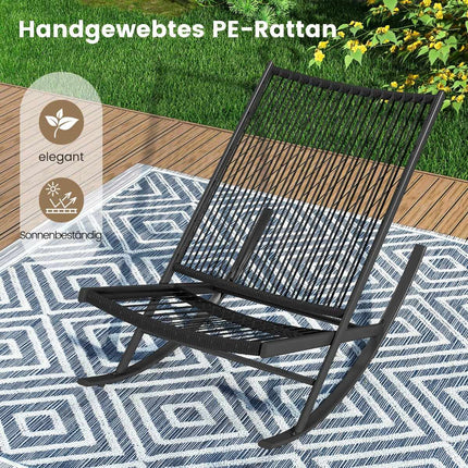 3-teiliges Rattan-Terrassen-Set mit Schaukelstühlen und Tisch