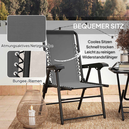 3dílný ocelový bistro set, skládací, tmavě šedý
