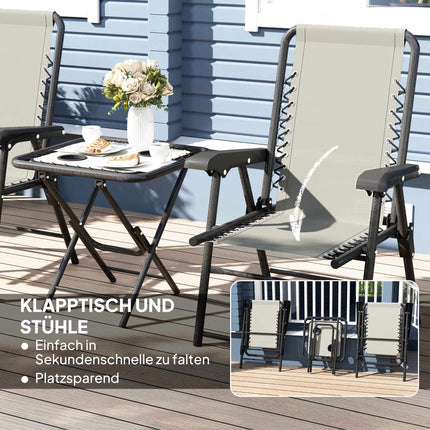 3dílný ocelový bistro set, skládací, tmavě šedý
