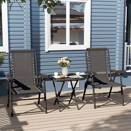 3dílný ocelový bistro set, skládací, odolný povětrnosti, černý