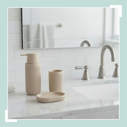 3-teiliges Badezimmer-Accessoire-Set aus Kunstharz