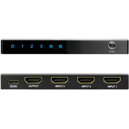 3-Port HDMI Switch, 4K/60Hz, HDMI 2.0, Remote-Controlled
