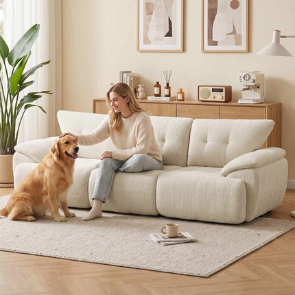 3-Seater Chenille Sofa, Frameless, Extra Wide Seats