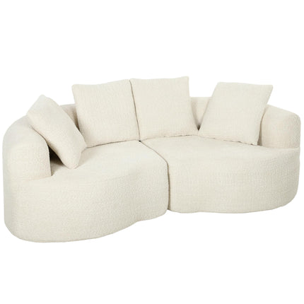 3-Seater Cloud Sofa 207 cm with 4 Throw Pillows, Chenille, Cream White