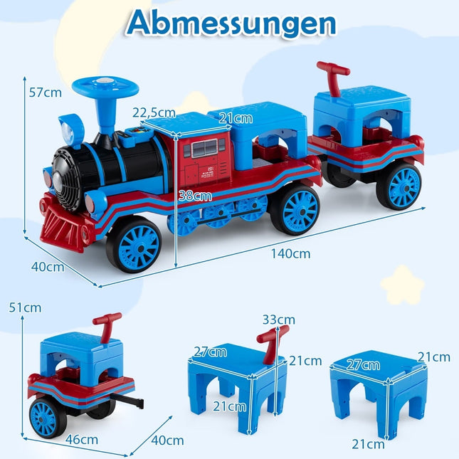 3-Sitzer Elektro-Eisenbahn für Kinder, 12V, Blau