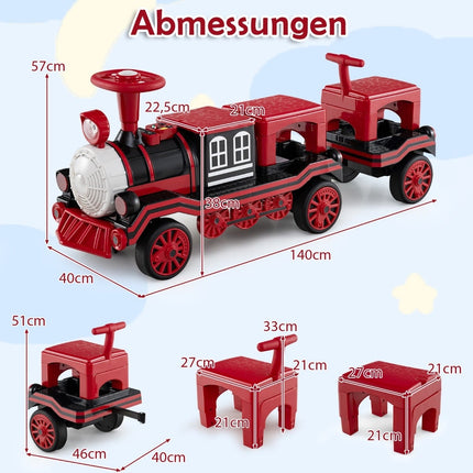 3-Seater Electric Train Set for Kids, 12V, Removable Seats
