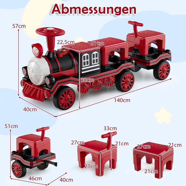 3-Sitzer Elektro-Eisenbahn für Kinder, 12V, abnehmbare Sitze