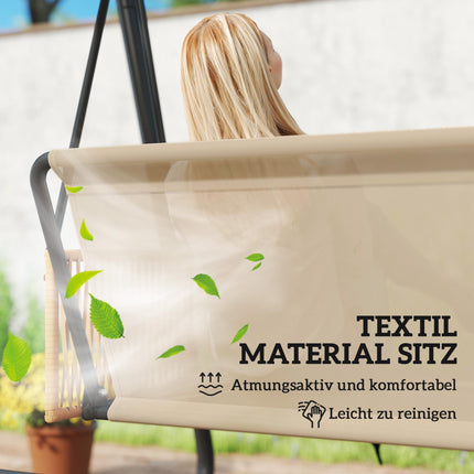 3-Seater Garden Swing with Adjustable Canopy, Breathable Cushions