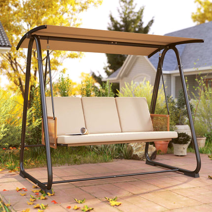 3-Seater Garden Swing with Adjustable Canopy, Breathable Cushions