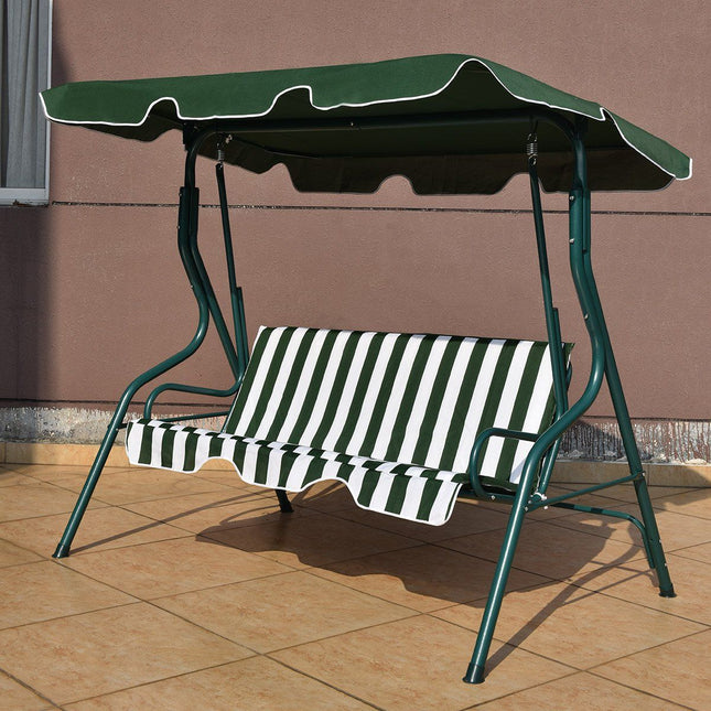 3-Sitzer Hollywoodschaukel mit verstellbarem Sonnendach, Grün/Braun/Schwarz