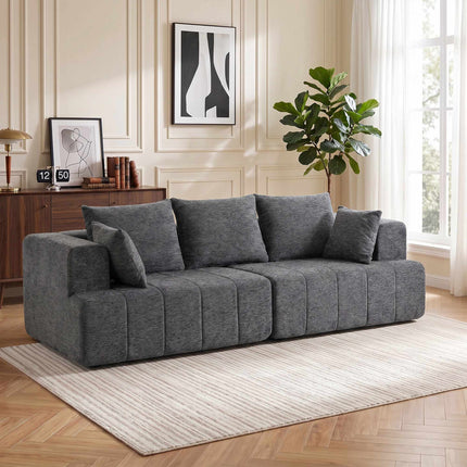 3-Seater Grey Chenille Cloud Sofa with Cushions
