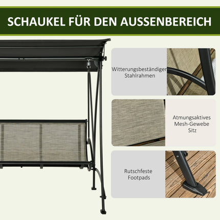 3-Sitzer-Gartenschaukel, UV-Schutz, verstellbares Sonnendach