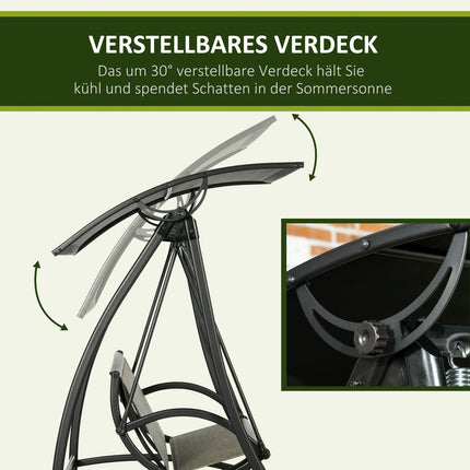 3-Sitzer-Gartenschaukel, UV-Schutz, verstellbares Sonnendach