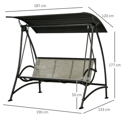 3-Sitzer-Gartenschaukel, UV-Schutz, verstellbares Sonnendach