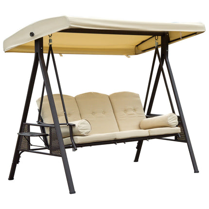 Gartenschaukel mit Dach, 3-Sitzer, Metall und Polyester
