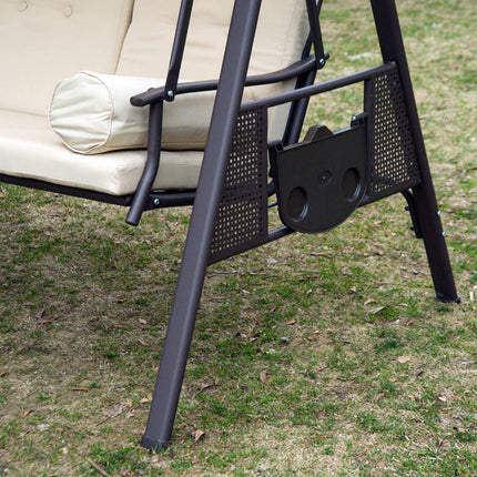 Gartenschaukel mit Dach, 3-Sitzer, Metall und Polyester
