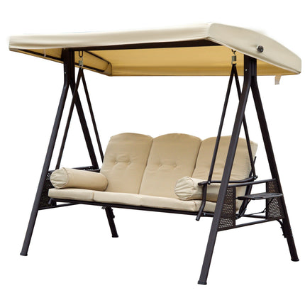 Gartenschaukel mit Dach, 3-Sitzer, Metall und Polyester