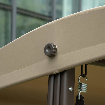 Gartenschaukel 3-Sitzer mit Sonnendach, Metallrahmen Khaki