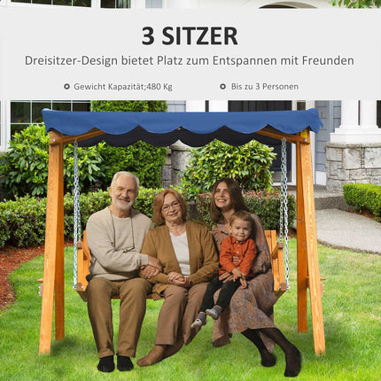 3-Sitzer Hollywoodschaukel, Polyrattan, schwarz, mit Kissen - 360 kg Tragkraft