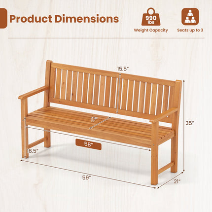 3-Sitzer Gartenbank aus Holz, 150 cm Tannenholz, Braun